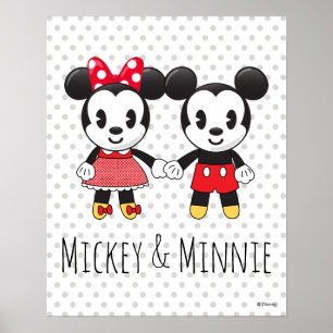 Poster Mickey & Minnie se tenant la main Emoji 3