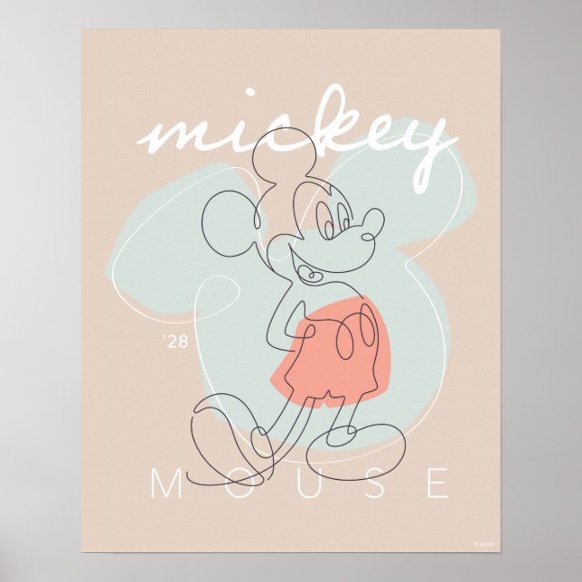 Poster Mickey Mouse Continuous Line Graphic (Devant)