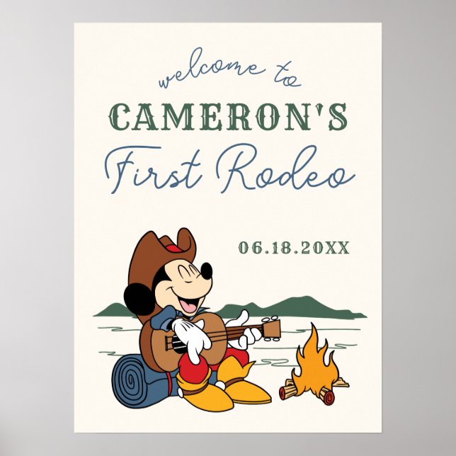 Poster Mickey Mouse | Cowboy Rodeo Anniversaire (Devant)