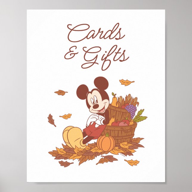 Poster Mickey Mouse Fall Pumpkin Baby Shower (Devant)