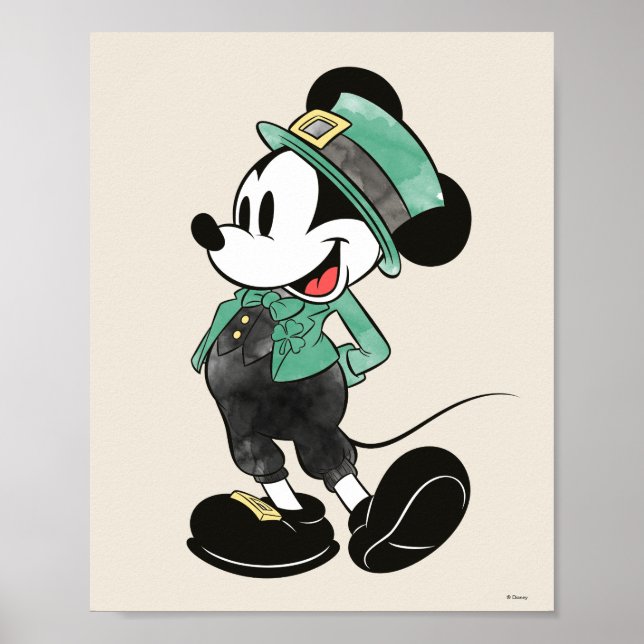 Poster Mickey Mouse | Fête de l'aquarelle St. Patrick (Devant)