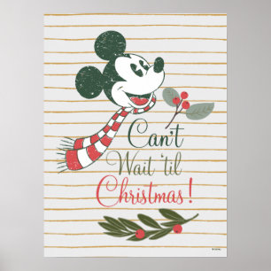 Poster Mickey Mouse J'attends Noël avec impatience !