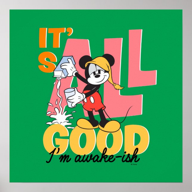 Poster Mickey Mouse Je suis réveillé-ish (Devant)