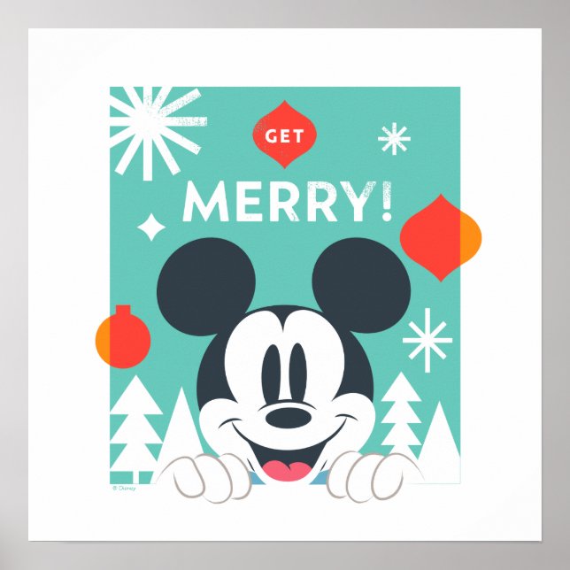Poster Mickey Mouse | Obtenez Joyeux ! (Devant)