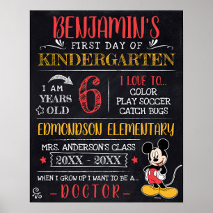 Poster Mickey Mouse Premier ou dernier jour d'école
