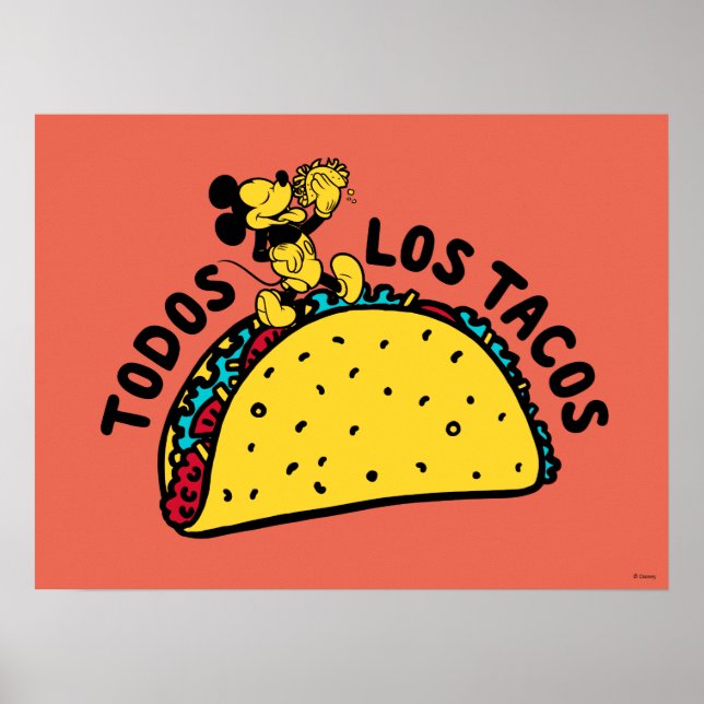 Poster Mickey Mouse Todos Los Tacos Sign (Devant)
