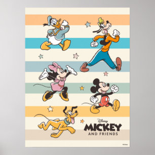 Poster Mickey & ses amis Retro Stars and Stripes Graphiqu