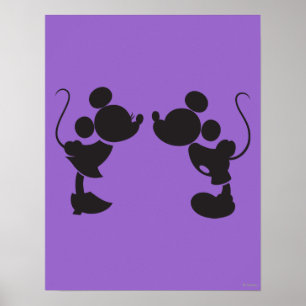Poster Mickey Souris et Minnie Silhouette