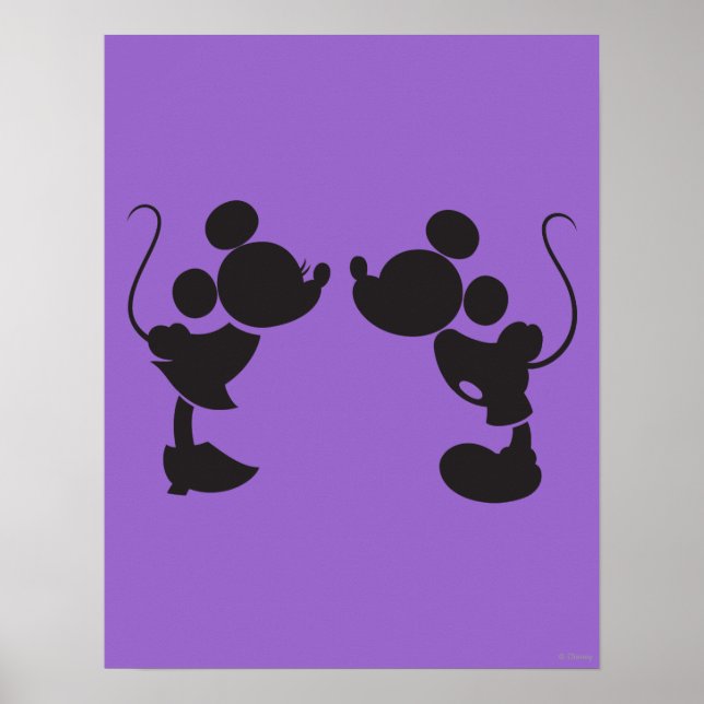 Poster Mickey Souris et Minnie Silhouette (Devant)