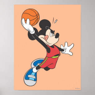 Poster Mickey sportif  Basket-ball à Dunking
