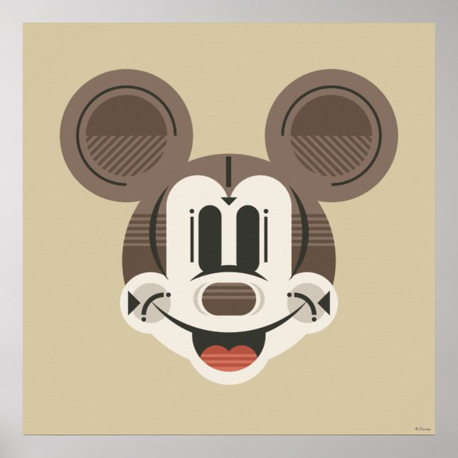 Poster Mickey tendance | Tête rétro à rayures stylisées (Devant)