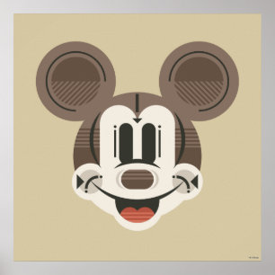 Poster Mickey tendance Tête rétro aux rayures stylisées