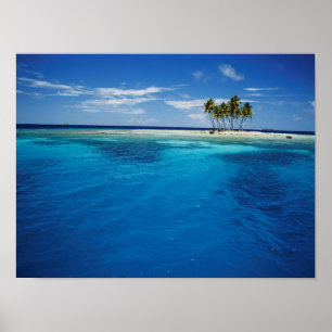 Poster Micronésie, Tonowas, Vue d'une île tropicale idyll