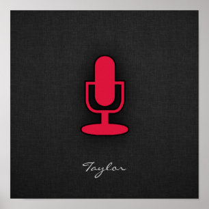 Poster Microphone de rouge cramoisi