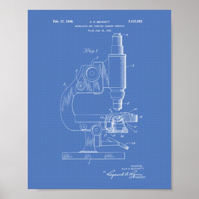 Poster Microscope 1948 Plan directeur de l'art des brevet (Devant)