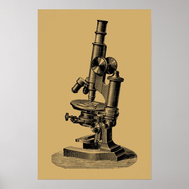 Poster Microscope Antique 1892 "Steampunk" Art (Devant)