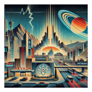 Poster Mid Century Espace atomique Age Nevada Art