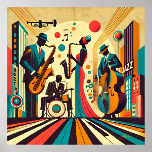 Poster Mid Century Jazz Age Quartet