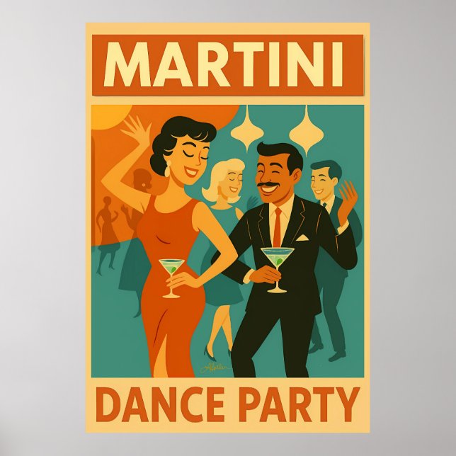 Poster Mid Century Martini Dance Party (Devant)