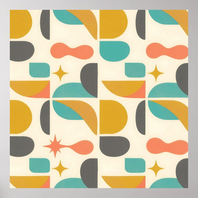 Poster Mid Century Modern Abstract Pattern (Devant)