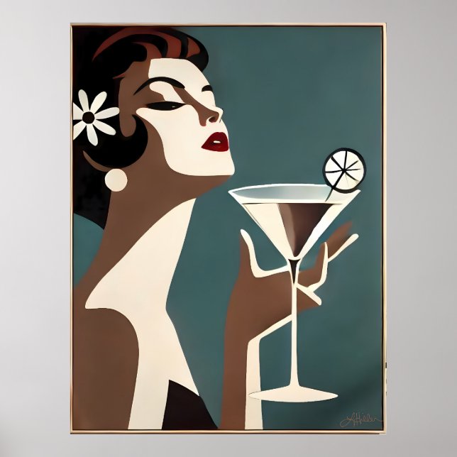 Poster Mid Century Modern Art The Martini DIva (Devant)