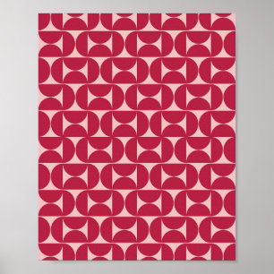 Poster Mid-Century Moderne Motif Abstrait Magenta