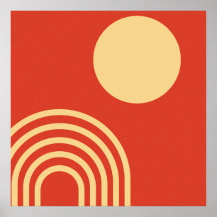 Poster Mid Century moderne Sun et Rainbow Line