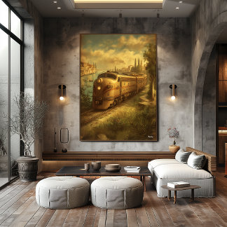 Poster Mid-Century Retro Venice Train – Vintage European 