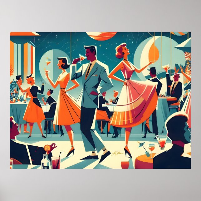 Poster Mid Century Space Age Cocktail Party (Devant)