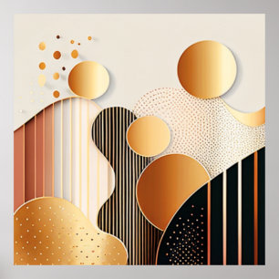 Poster Mid Century Terracotta Brown et beige