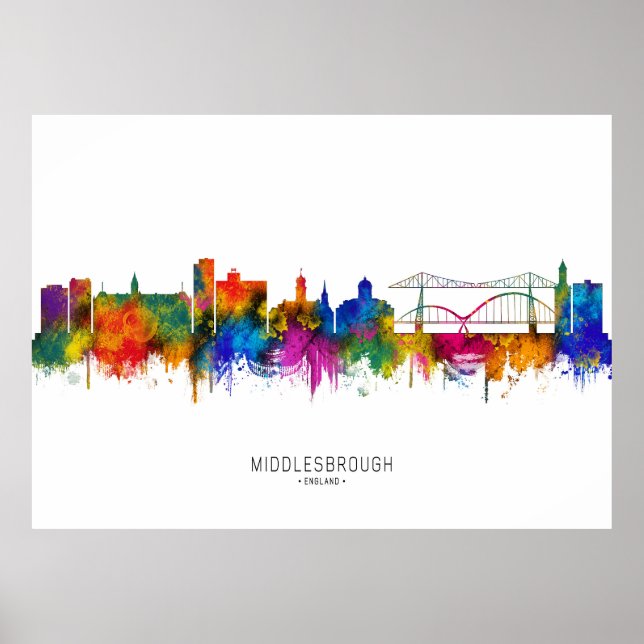 Poster Middlesbrough Angleterre Skyline (Devant)
