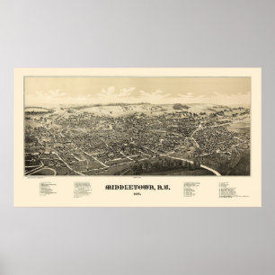 Poster Middletown, NY Carte panoramique - 1887