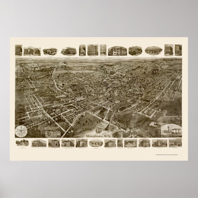Poster Middletown, NY Carte panoramique - 1921 (Devant)
