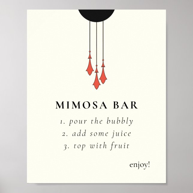 Poster Midnight Autumn Wedding Mimosa Bar Sign (Devant)