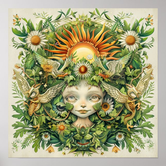 Poster Midsummer Sun Fairies Nordart Print (Devant)
