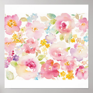 Poster Midsummer   Watercolor Pink Floral