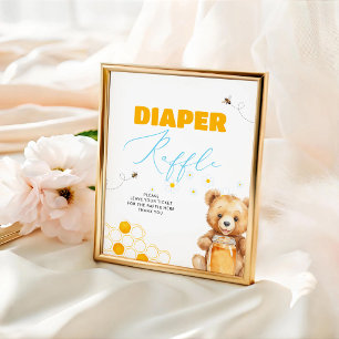 Poster Miel Bee Boy Girl Baby shower Déchets Raffle