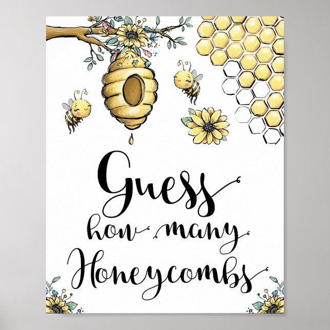 Poster Miel de ruche fleurie Miel doux Abeille Guess Hone (Devant)
