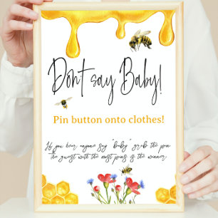 Poster Miel jaune Bumble Bee Ne pas dire Baby shower Jeu