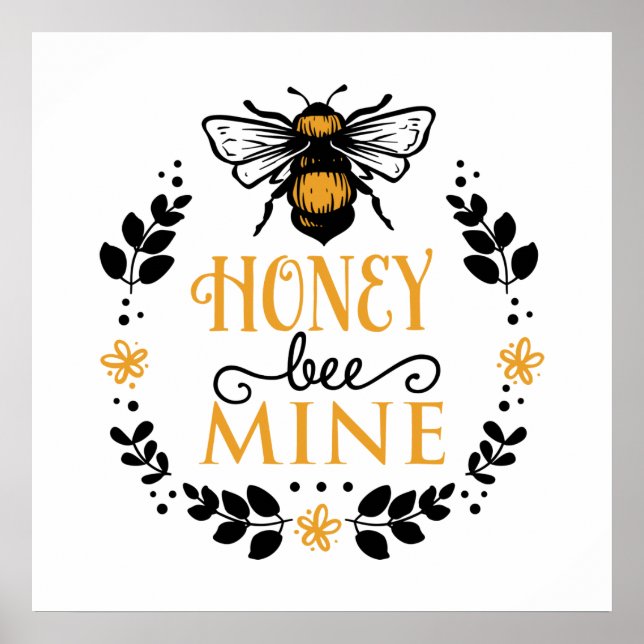 Poster miel miel abeille mienne mot art (Devant)