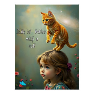 Poster Mieux avec un chat