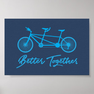 Poster Mieux Ensemble Vélo Tandem Bleu