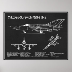 Poster MiG-21 bis - Plan directeur de l'avion PD