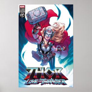 Poster Mighty Thor Mjölnir Hommage de couverture comique