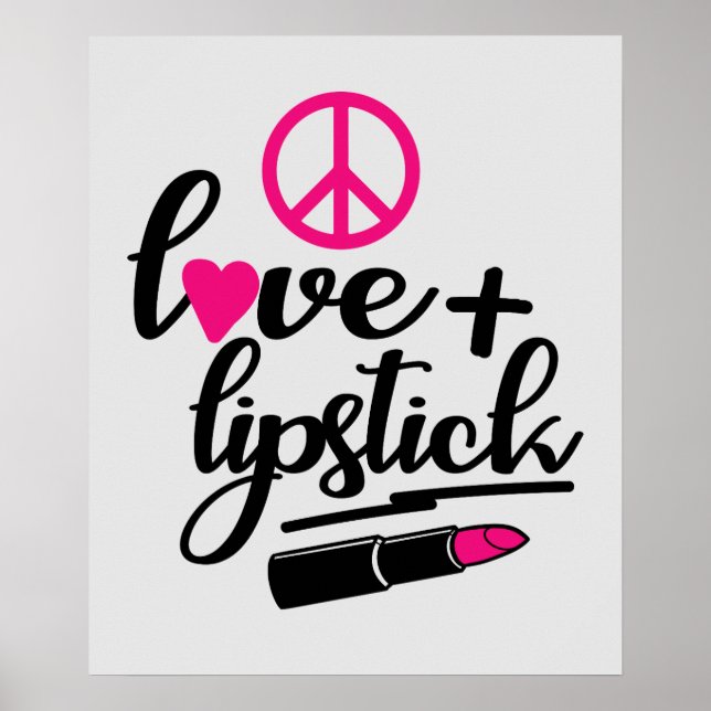 Poster mignon amour de paix rouge à lèvres maquillage art (Devant)