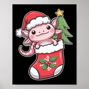 Poster Mignon Axolotl pour Noël Axolotl
