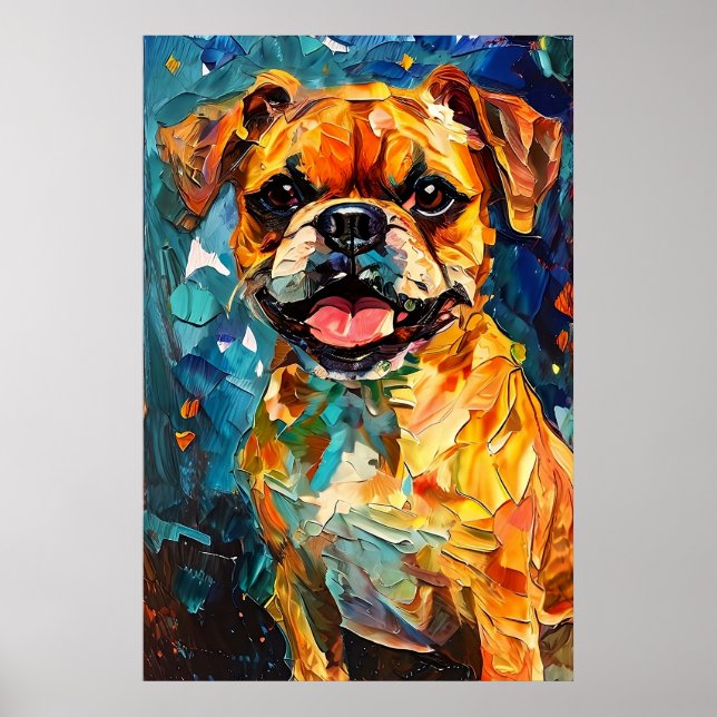 Poster Mignon Boxer Fantaisiste Chiot (Devant)