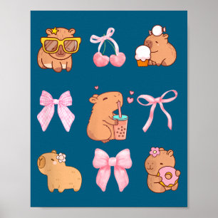 Poster Mignon Capybara à nœud papillon Pyjama Vêtements F