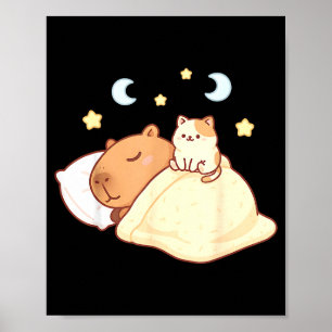 Poster Mignon Capybara Kawaii Pyjama de Sommeil Sleepybar