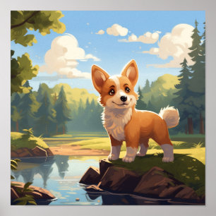 Poster Mignon chiot Corgi Gallois